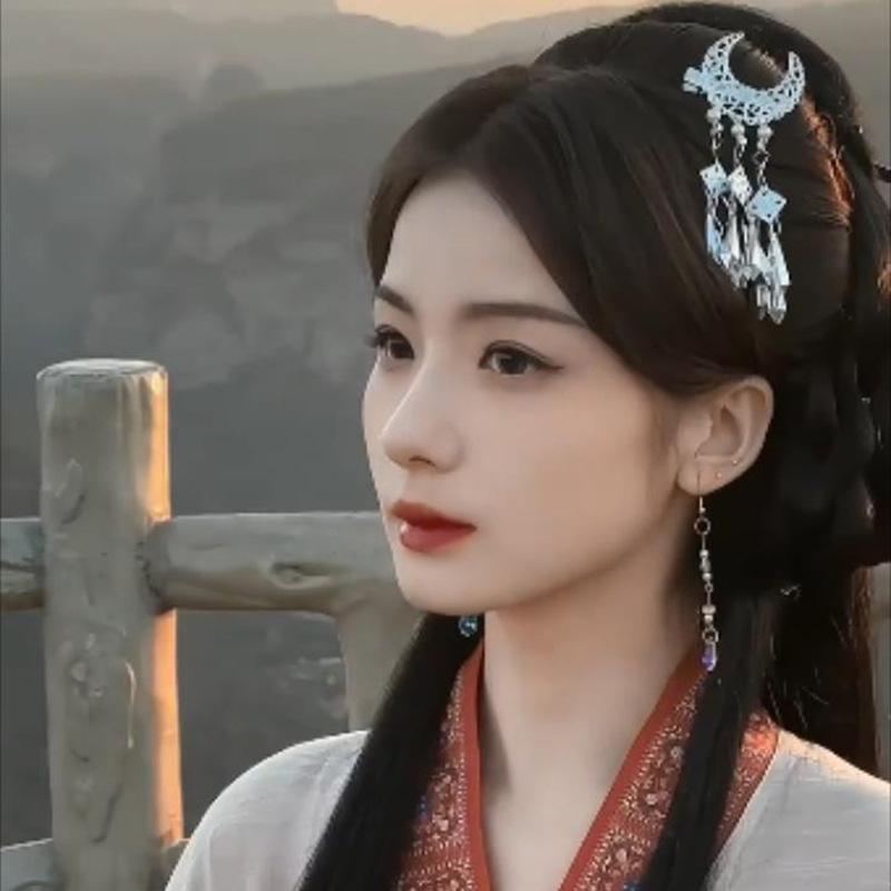 

Старинный головной убор, старинные аксессуары для волос, шпильки, боковые зажимы, мяо ханьфу, бахромчатый шаг, воздушная фея, китайская прическа для девочки