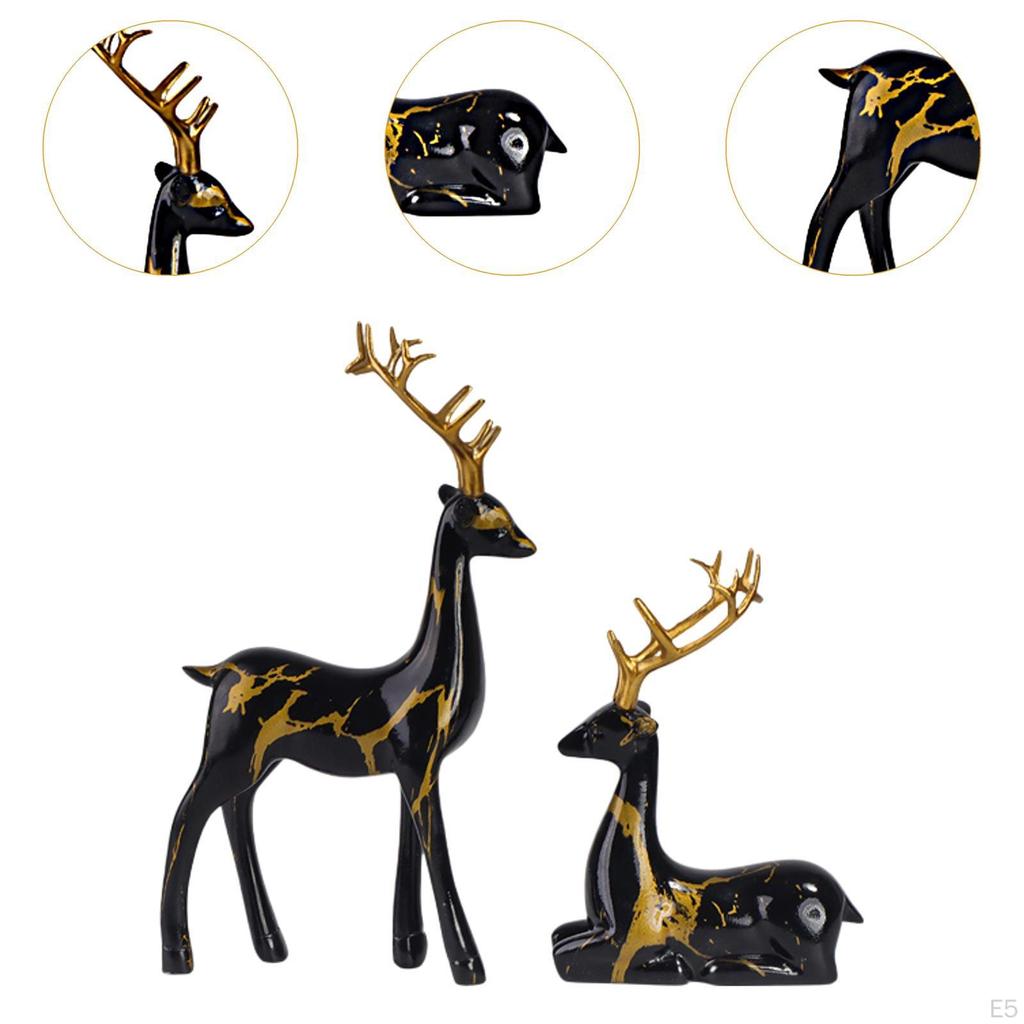 Decorative Reindeer Figurine Elk Statue for Home Office Bookshelf