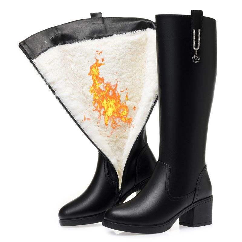 

Wool boots autumn and winter new women s boots high boots versatile cotton boots thickened warm women s long boots 40