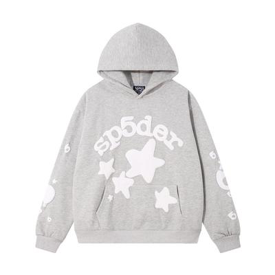 Felpa con cappuccio in pile casual Sp5der 555555 con stampa ragnatela, da uomo e da donna, star Young Thug