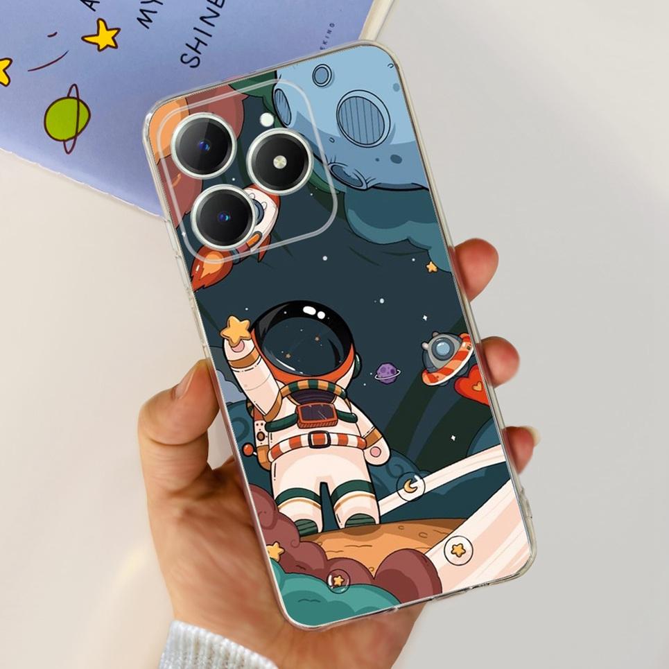 For Realme C63 C61 Phone Cover Case Cool Cartoon Dragon Space Man Cat Funda Soft Clear Silicone Bumper For Realme Narzo N61 N63