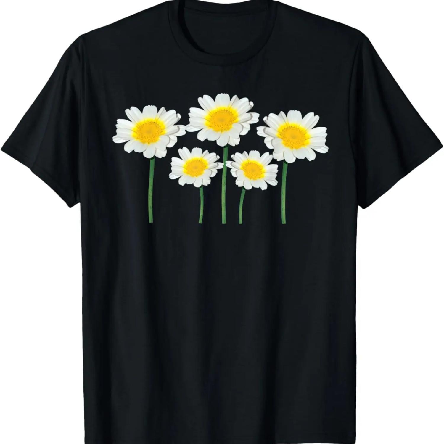 

Cute Daisy Flowers Classic Wildflower White & Yellow Graphic T-Shirt XXXXXL чёрный