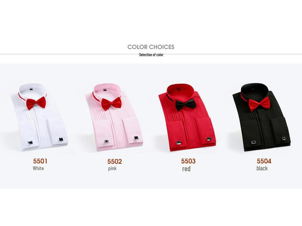 Stylish Wedding Studio Men's Solid Color Collared Shirt