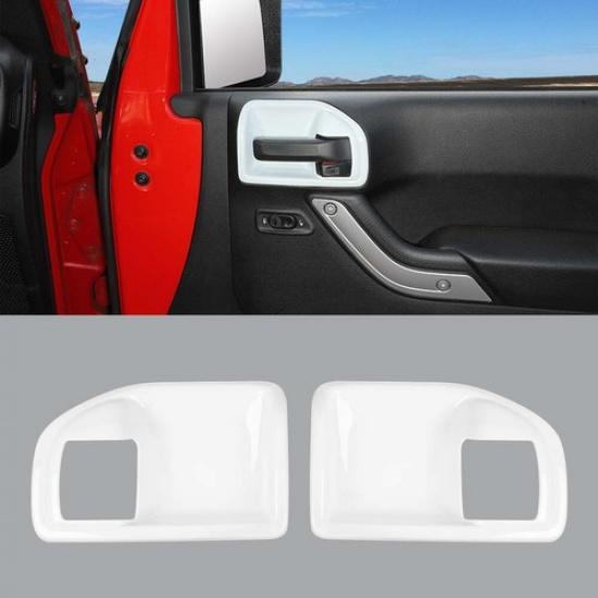 Interior Door Handle Bowl Frame Cover Trim Bezels For Wrangler JK 2011-17 White