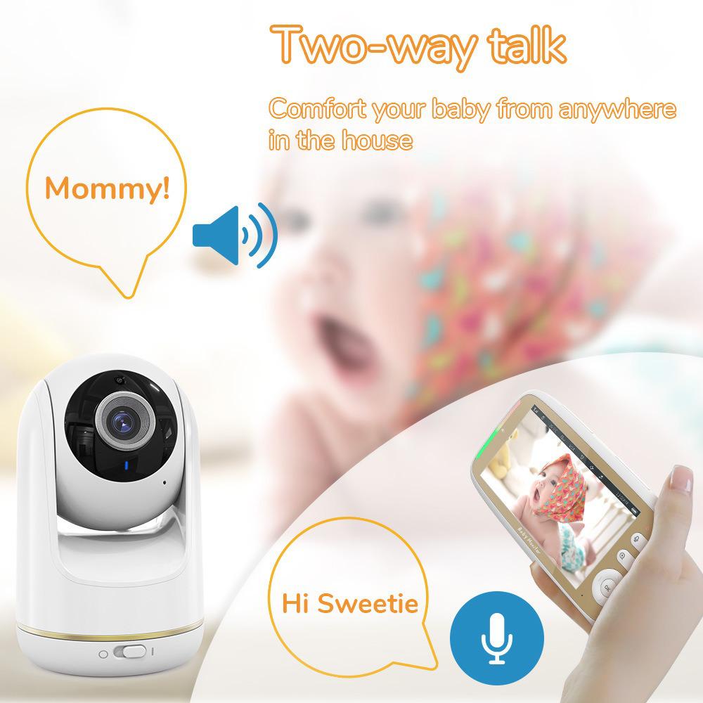 HD Wireless Baby Monitor with Gimbal Camera, Room Temperature Detection, and 5.0" Screen