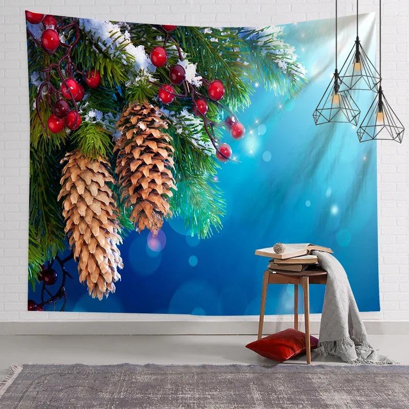 Tapiserie cu Model Desene Animate Moș Crăciun Decor de Perete pentru Casă, Dormitor, Living, Tapiserie cu Tematică de Crăciun