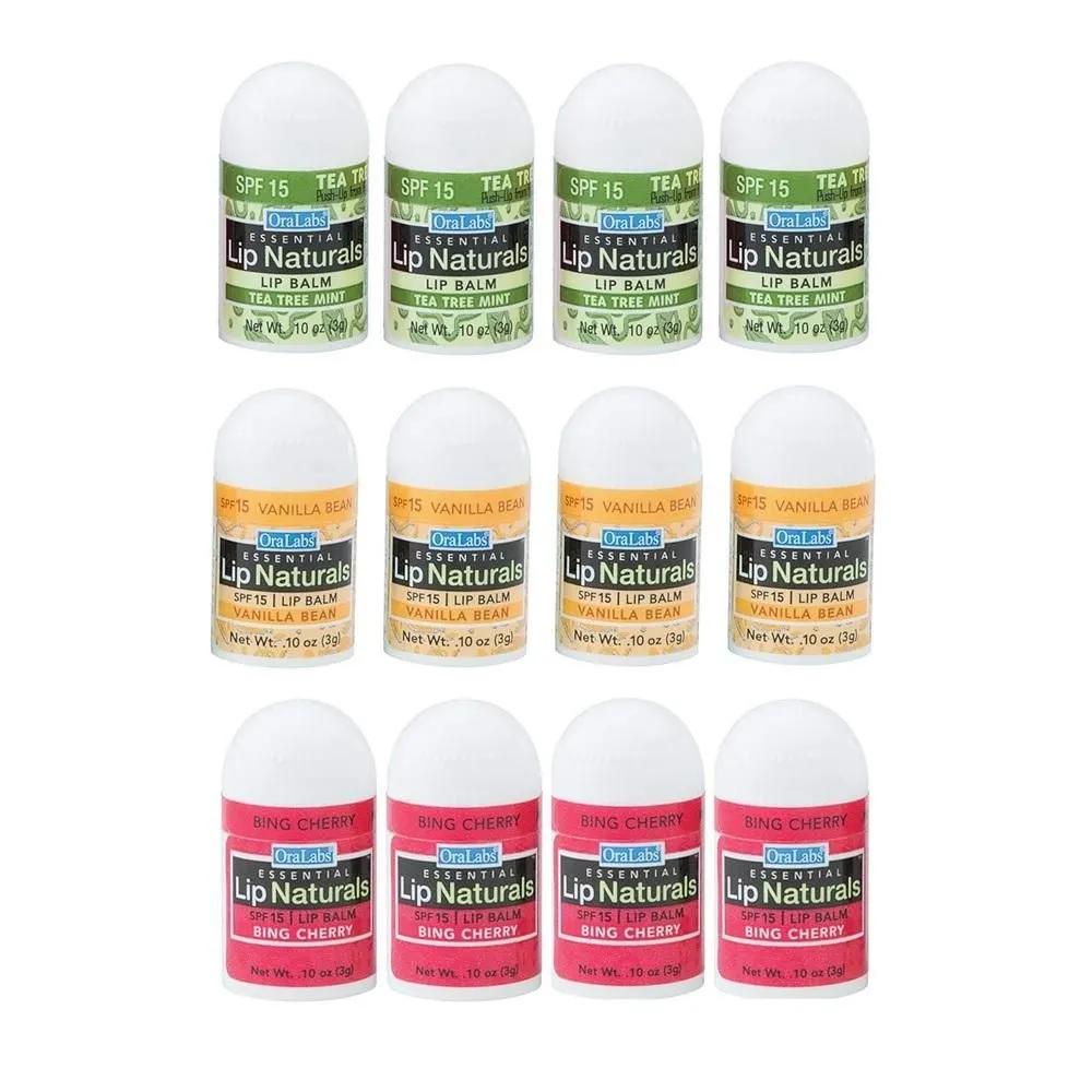 Chap-Ice Mini Lip Balm 12-Pack (3 Types) Lip Naturals Assorted Mini Lip Balm with Sunscreen (SPF-15)