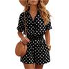 Ensemble deux pièces pour femme Chemise boutonnée à manches courtes et Short à taille élastique Imprimé à pois Tenue d'été décontractée