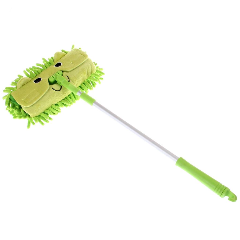 Kids Mop Cleansing Toy Cartoon Shaped Remove Dirts Housekeeping Pretend Play Mop for Home Green