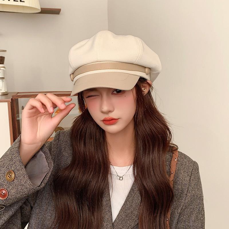 Retro Versatile Woolen Beret Showing Face Ducktongue Octagonal Hat Children'S Warm Windproof Newsboy Hat