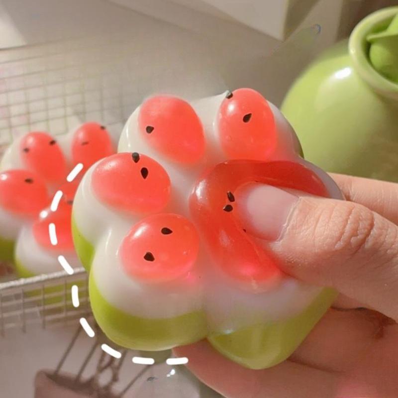 Cute Watermelon Three Color Cat Paw Squeeze Toys Tpr Slow Rebound Decompression Release Toy