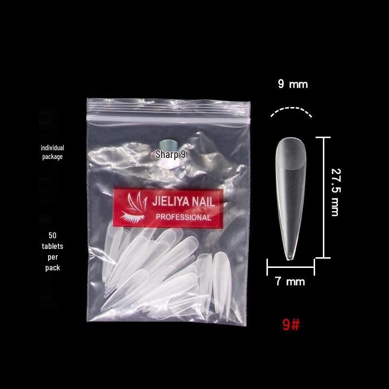 Frosted Pointed Trapezoidal False Nail Tips - Easy Stick-On, No Filing Needed.