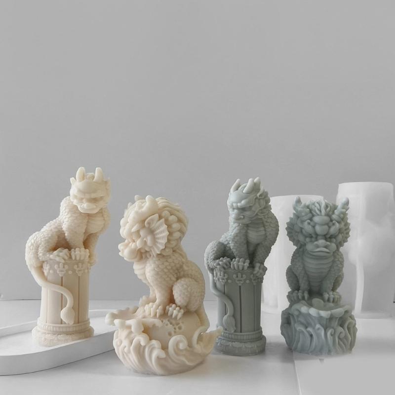 Statue Moulds Silicone Crafting Molds Animal Lion Shape Candle Molds Ornament Moulds Silicone Texture for Hand-Making