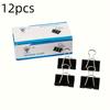 12-Pack Black Iron Office Document Clips, 1.6-Inch Large Capacity Paper Clips for Office Supplies, Assorted Sizes 2.01", 1.61", 1.26"