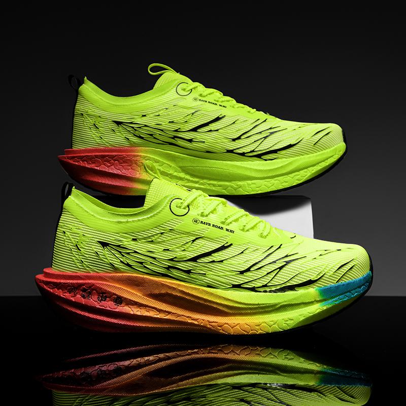 

Men Sports Running Shoes Casual Marathon Carbon Plate Breathable Lightweight Women s Fluorescence Athletic Nonskid Sneakers 45 чёрный