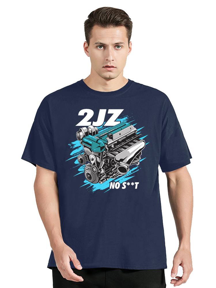 Japan Car 2JZ Engine Turbo Tuning JDM Printing T-Shirt Custom Casual Cotton O-Neck Tshirtunisex Clothing Oversized T Shirt