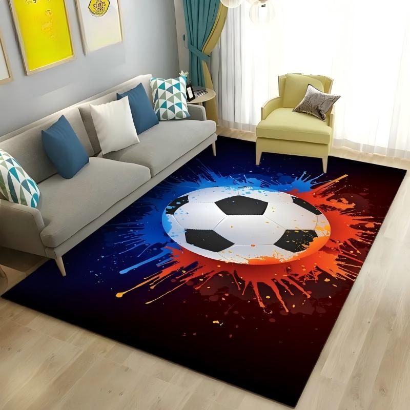 2D Soccer Football Sport Area Rug,Carpet Rug for Living Room Bedroom Sofa Doormat Kitchen Decoration,Kid Play Non-slip Floor Mat