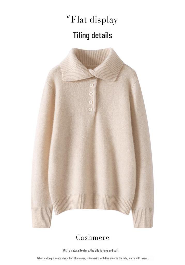 Women's High Neck Cashmere Sweater - Thick, Loose, and Casual Pullover