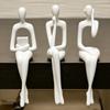 3Pcs Long Leg Abstract Sitting Human Sculpture Set Hollow Reading Thinking Figurine  Office Desk