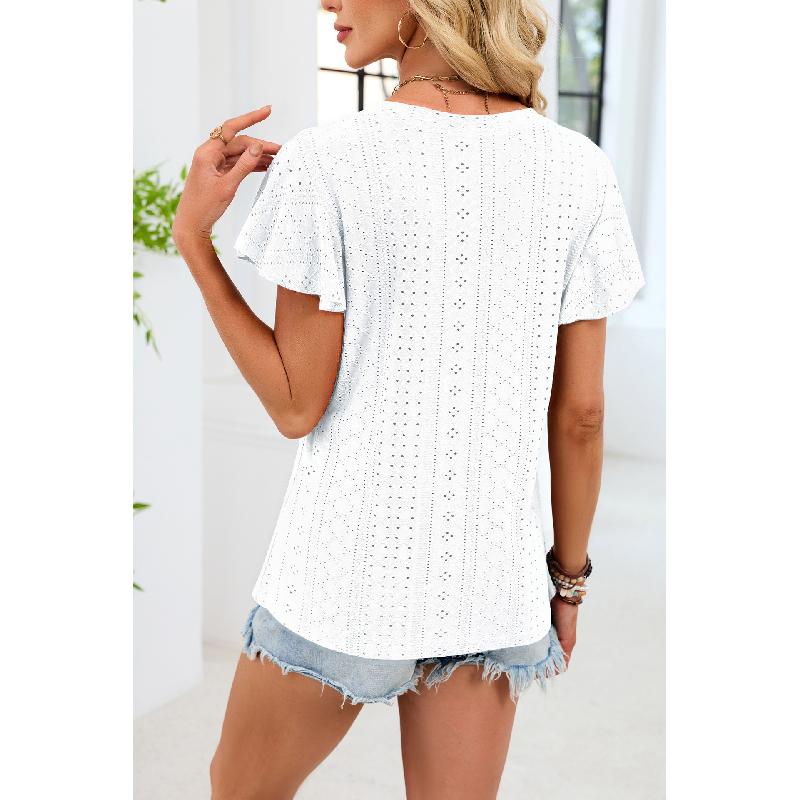 2026 Summer New Women's Solid Color V-Neck Loose Casual Breathable Short-Sleeve T-Shirt Top