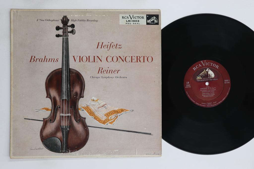 LP Record JASCHA HEIFETZ, FRITZ REINER, CHICA - Brahms Violin Concerto In D Major O LM1903 RCA VICTOR RED  1955 US Classical Used