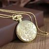 Luxury Gold Flower Quartz Pocket Watch Double-sided Printing Fashion Design Pendant Fob Watch Chain Gifts for Men