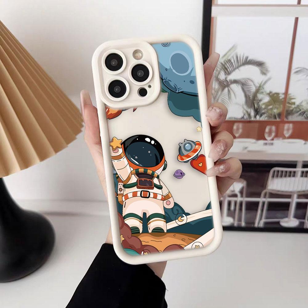 Astronauts Space Stars Planets Phone Case For iPhone Apple 17 AIR 16 16E 11 12 13 14 15 XR Plus Pro Max DIY Shockproof Cover