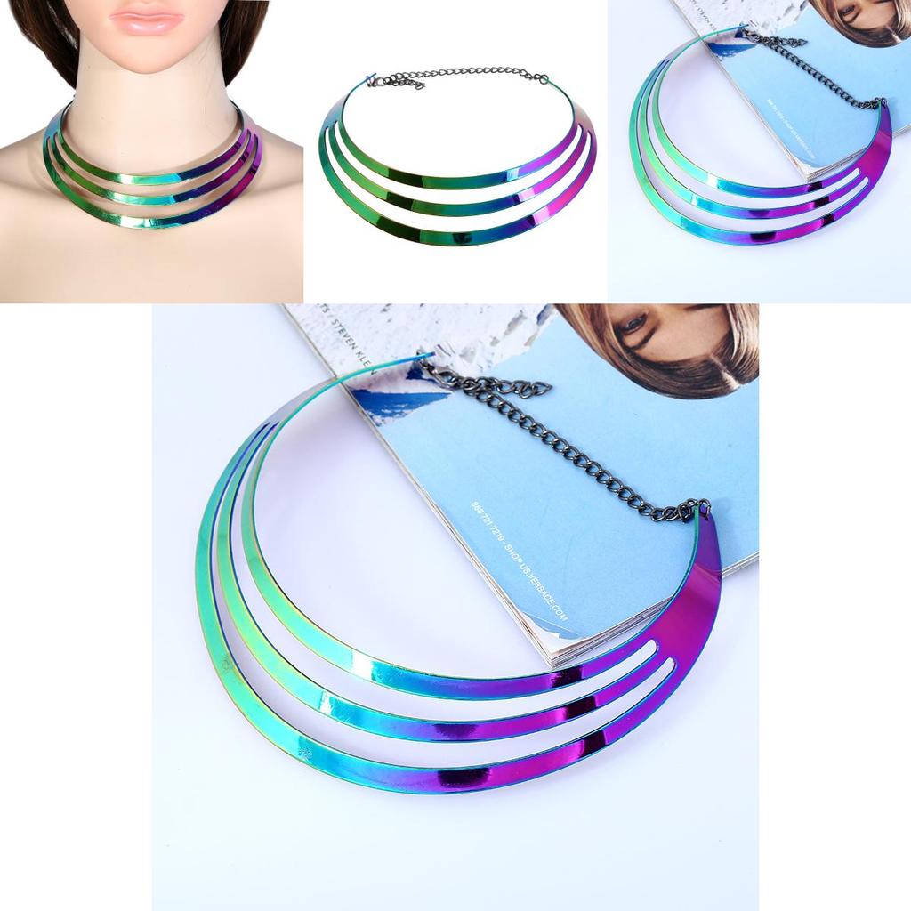 Multi Layer Metal Collar Necklace With Gradient Design For Fashion Statements