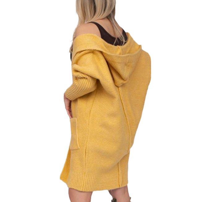 Women's Hooded Patchwork Knit Cardigan with Pockets 2025