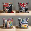 B-BanksyS Street Graffiti Throw Pillow Case For 45x45cm 40x40cm 30x30cm 50x50cm 55x55cm Square Home Pillowcase Case