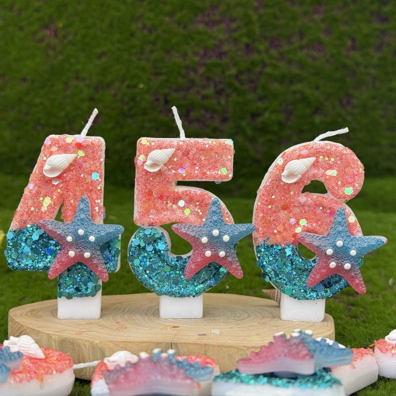 Handmade Ocean Starfish Birthday Cake Candles - Creative Digital Party Decoration for First Birthdays