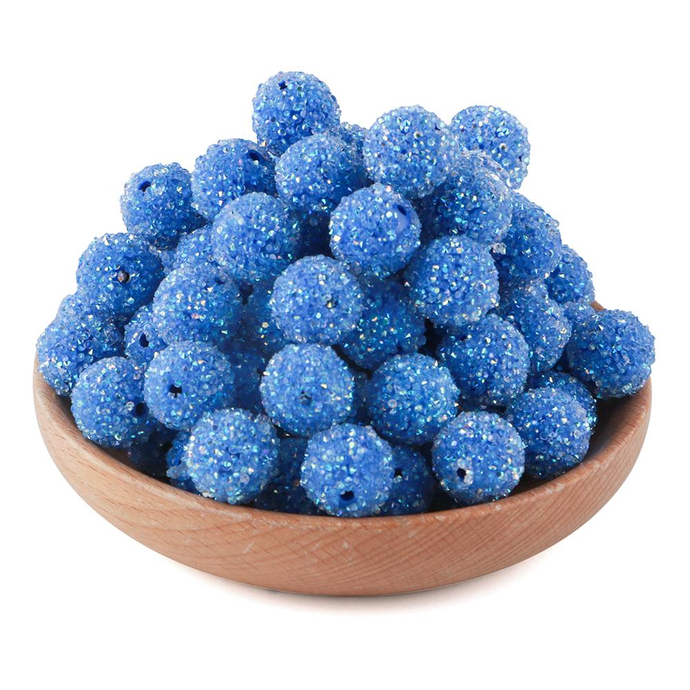 15Pcs 16MM Resin  Round Acrylic Beads Sugar Sand Pasting Process Fashion For Jewelry Making DIY Handmade Bracelets Accessories