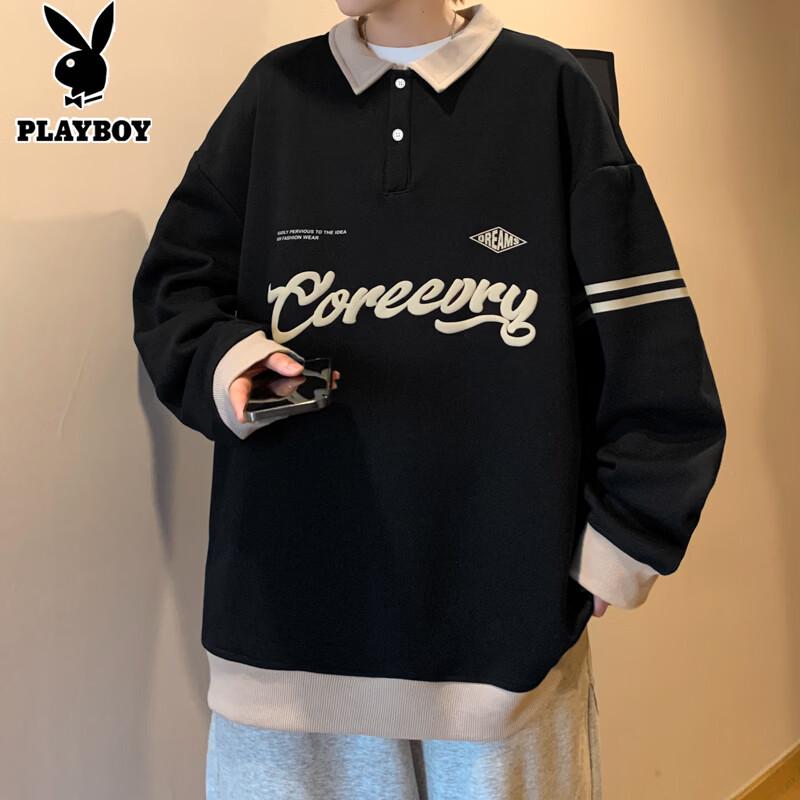 PLAYBOY Men s Cartoon Graphic Long-Sleeve Polo Sweatshirt L 2640₽