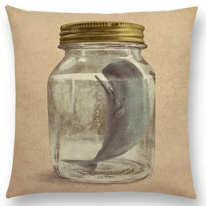 Newest Cute Little Ghost Sailboat Whale Ocean Deer Bear Diver Prints Cushion Cover Sofa Throw Pillow Case