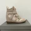 Neue, innere Höherschuhe Damen High-Top Farbkombination Runde Spitze Flachsohle Freizeitschuhe Vielseitige Klettverschluss Sneaker Damen