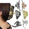 New  Halloween Spider Skeleton Hair Claw Clips for Women Jewelry Accessories Black Silver Gold Large Barrette Party Headwear