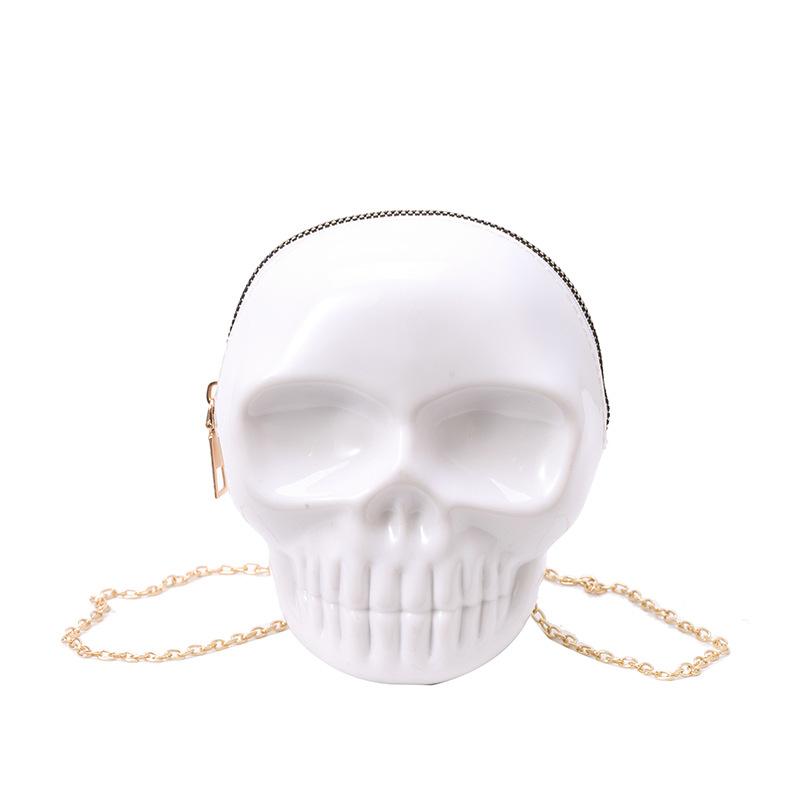 Rose Red Cute Carto Shoulder Bag Halloween Funny Ghost Skull Bag Pu Leather Zipper Handbag Purse Small Crossbody Phe Bags