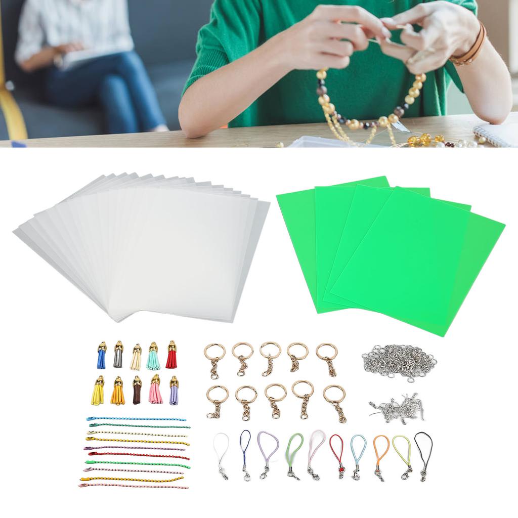 Heat Shrink Film Sheets Kit Handcrafted Shrink Dink Plastic Sheets Keychain Earring Accessories