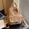 Schoolbag Corduroy Backpack Female Portable College Student School Bag Female Light Niche Versatile Commuter Leisure Travel Backpack Female