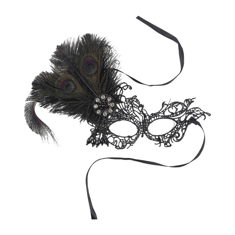 

Sparkling Rhinestones Embellished Half Face Mask Comfortable for Costume Balls Themed Parties and Stage Performances 1 чорний