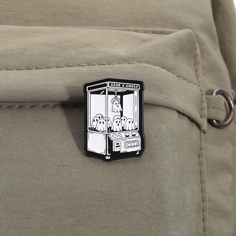 Cute Cartoon Ghost Doll Machine Enamel Pin Luminous Ghost Brooch Lapel Pin Badge On Backpack Clothing Jewelry Accessories Gifts