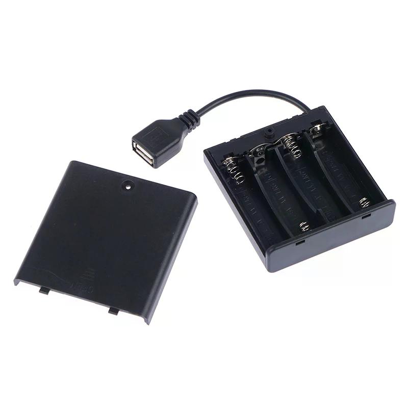 4 X AA USB Battery Box for 5V LED Strip Lights USB Mini Power Supply
