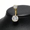 1-Piece Gold Round Belly Button Ring, Stainless Steel, Unisex, Personalized Piercing Jewelry