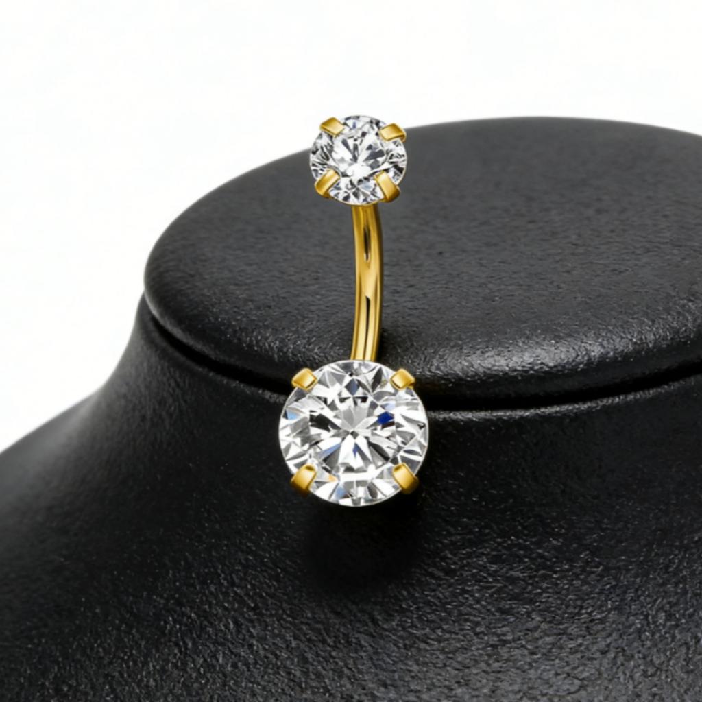1-Piece Gold Round Belly Button Ring, Stainless Steel, Unisex, Personalized Piercing Jewelry