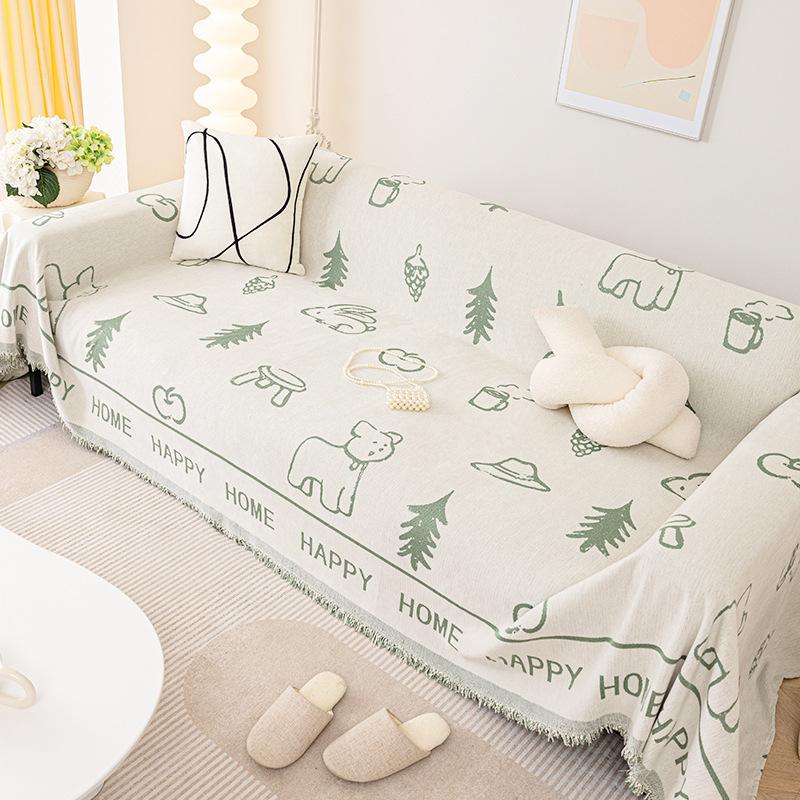 Chenille Sofa Cover Cloth Four Seasons Universal Non-Slip Sofa Cushion Anti-Scratching Cover Blanket Full Covered Cartoon Sofa Towel