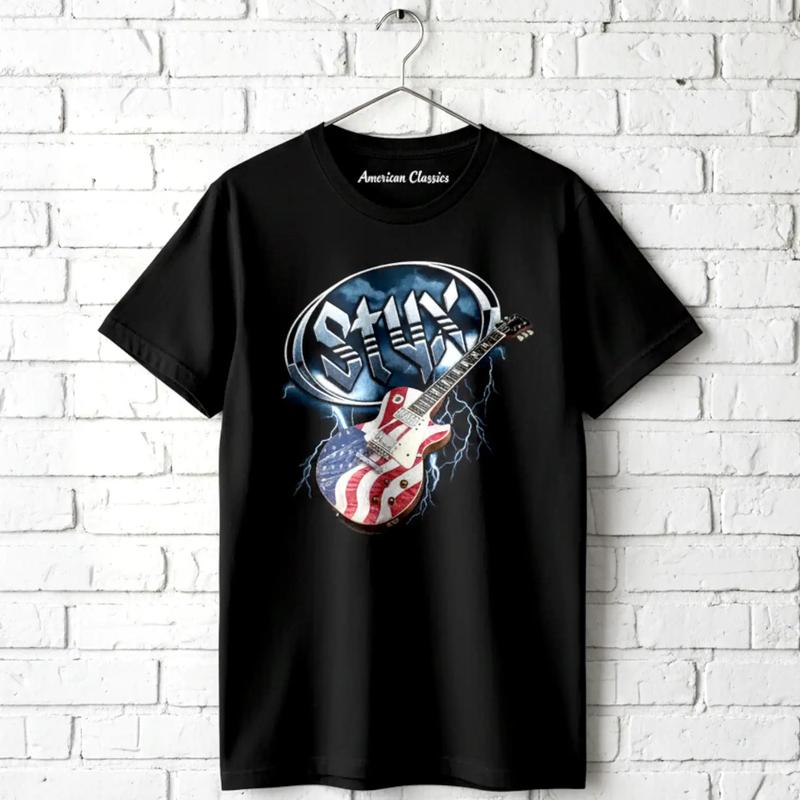 Styx Dennis Deyoung USA Gitarre Unisex T-Shirt Sterne Rockband Album Konzert Merch