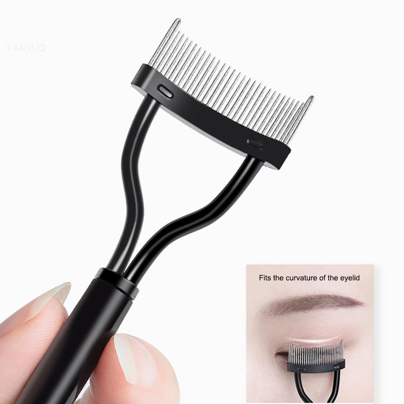 1 Stück Schwarz Faltbarer Wimpernbürstenkamm Schönheit Make-Up Wimperntrenner Edelstahl Wimpernzange Mascara Curl Kosmetische Werkzeug