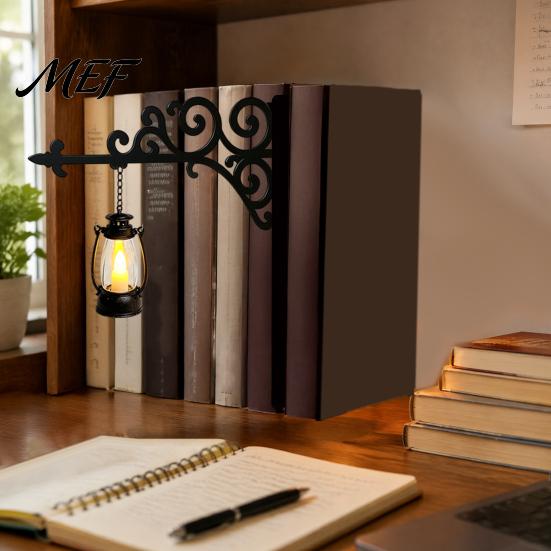 Space Saving Bookend Lamp Library Lantern Mini Bookshelf Lamp, Vintage Hanging Light with Warm Glow, Decor for Bedroom Decorative Home Study
