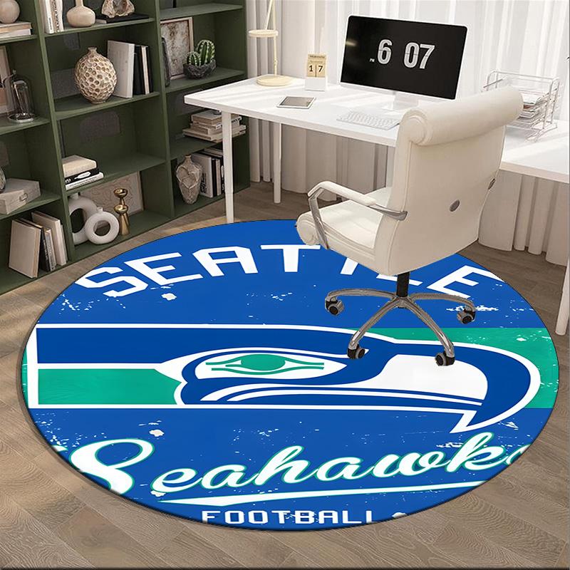 Seahawks Team Spirit Round Rug for Livingroom,Bedroom, Palyroom, Chair Rug, Area rug, Circle Carpet, Large Size Fan Christmas gift