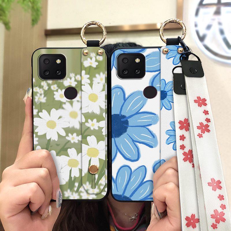 Back Cover Wrist Strap Phone Case For TCL T-Mobile Revvl 5G Phone Holder Flower Soft case Waterproof Ring Lanyard